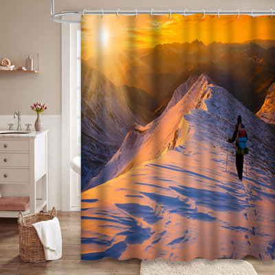 Magnifique rideau de douche enneigé avec 12 crochets