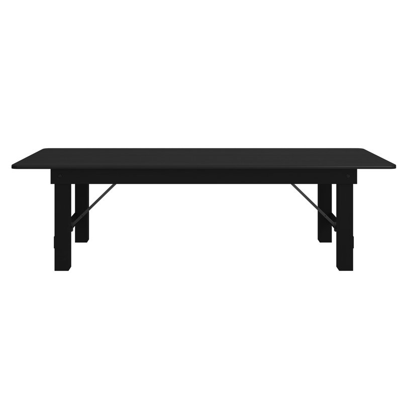 Dejon Rectangular Rustic Solid Pine Folding Dining Table by Flash Furniture, Black, 40"W x 108"L
