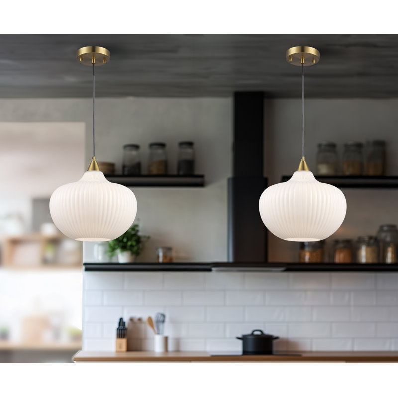 Collina 1-Light Dimmable Globe Glass Pendant, Antique Gold