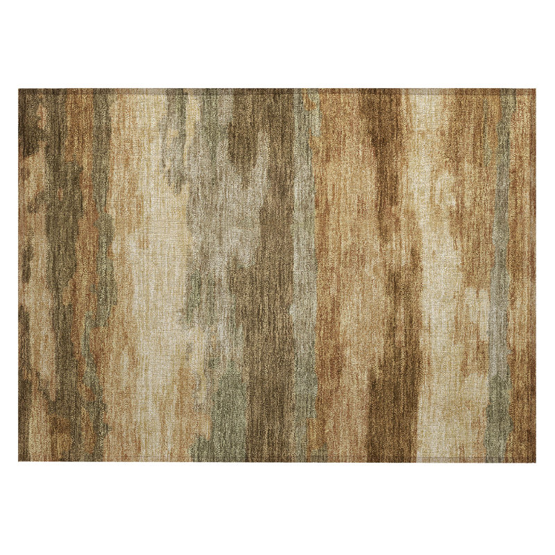 Tapis abstrait lavable à la machine intérieur / extérieur ACN2870, Cuivre, 1 pi 8 po x 2 pi 6 po