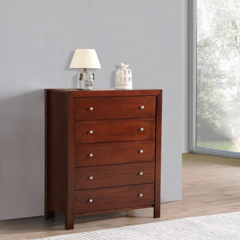 Baer 34'' W 5 - Drawer Dresser, Cherry