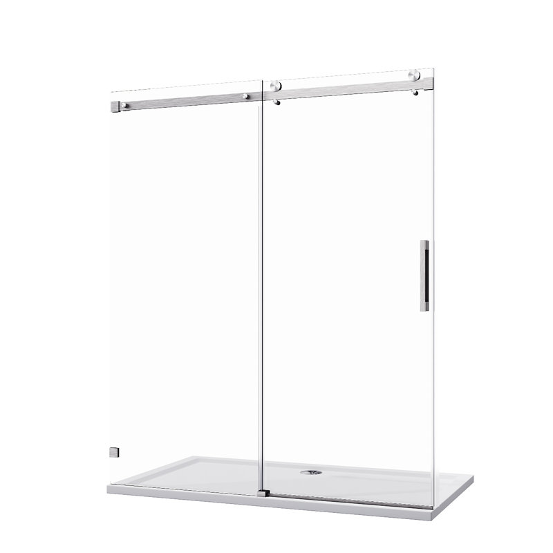 - W x 72'' H Single Added Door Frameless Shower Door with, Nickel