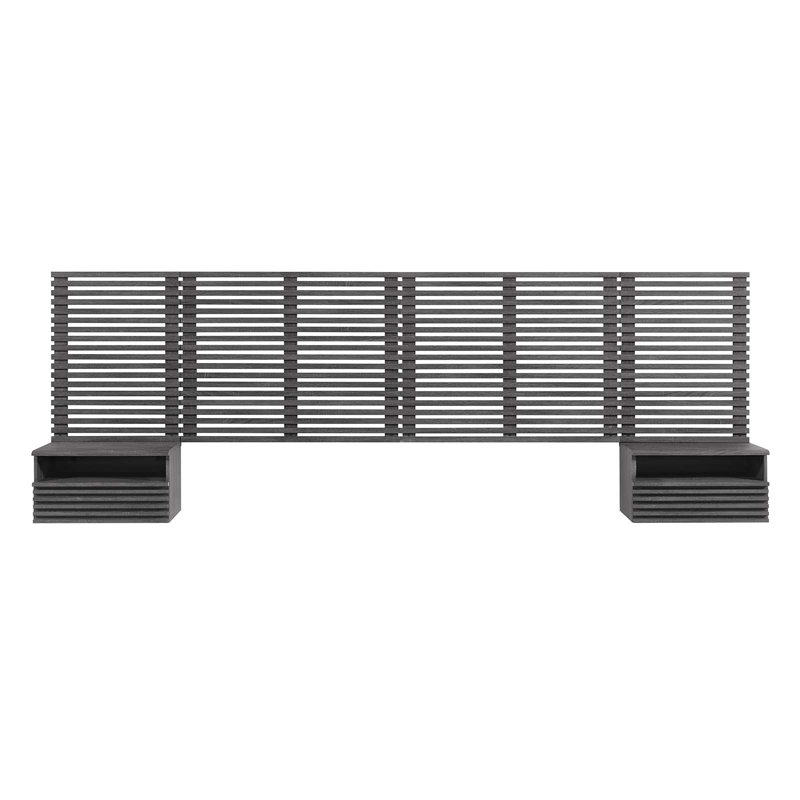 Tête de lit murale Render King et tables de chevet modernes par Modway, Gris anthracite