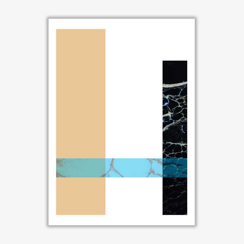 Blue Sand Abstract Rectangles - Print, 42 cm H x 30 cm W x 1 cm D, No Frame