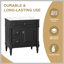 Meuble-lavabo de 30 po avec lavabo, armoire de salle de bain autoportante noire avec tiroir rabattable et tablette réglable, structure en bois d'hévéa massif, panneaux de fibres à densité moyenne et poignées en métal-1384990373-1384990368