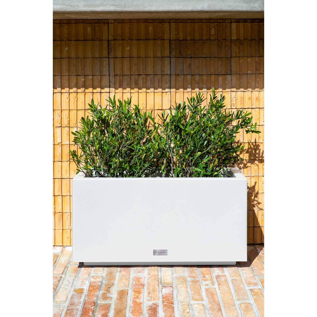 Block Series Long Box Planter Veradek Color: White Size: 13.25” H x 24.75” W x 11” D