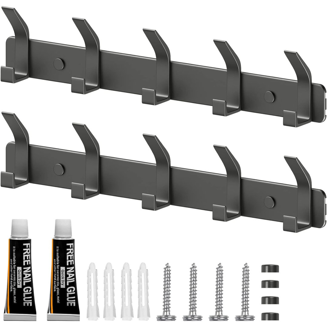 Pasuruan Metal Wall 10 - Hook Wall Mounted Coat Rack