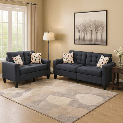 Ensemble de causeuse moderne 2 pièces, 4 coussins décoratifs
