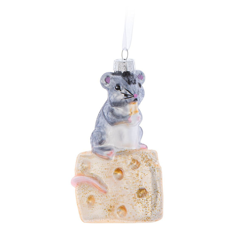Ornement suspendu souris sur fromage