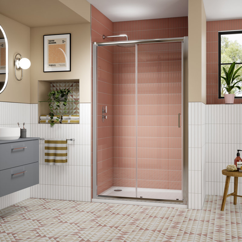 nuie Lucie 1400mm Chrome Sliding Shower Door