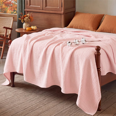 Bedsure 100% Cotton Muslin Blanket, 4-Layer Lightweight Gauze Blanket for Dorm, Couch & All-Season Comfort