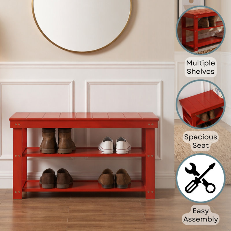 Carrold Storage Bench, Red