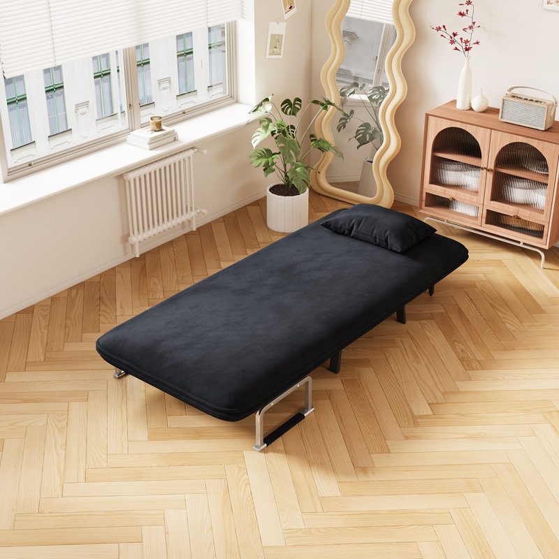 31.5? Convertible Chair Bed, Black Velvet