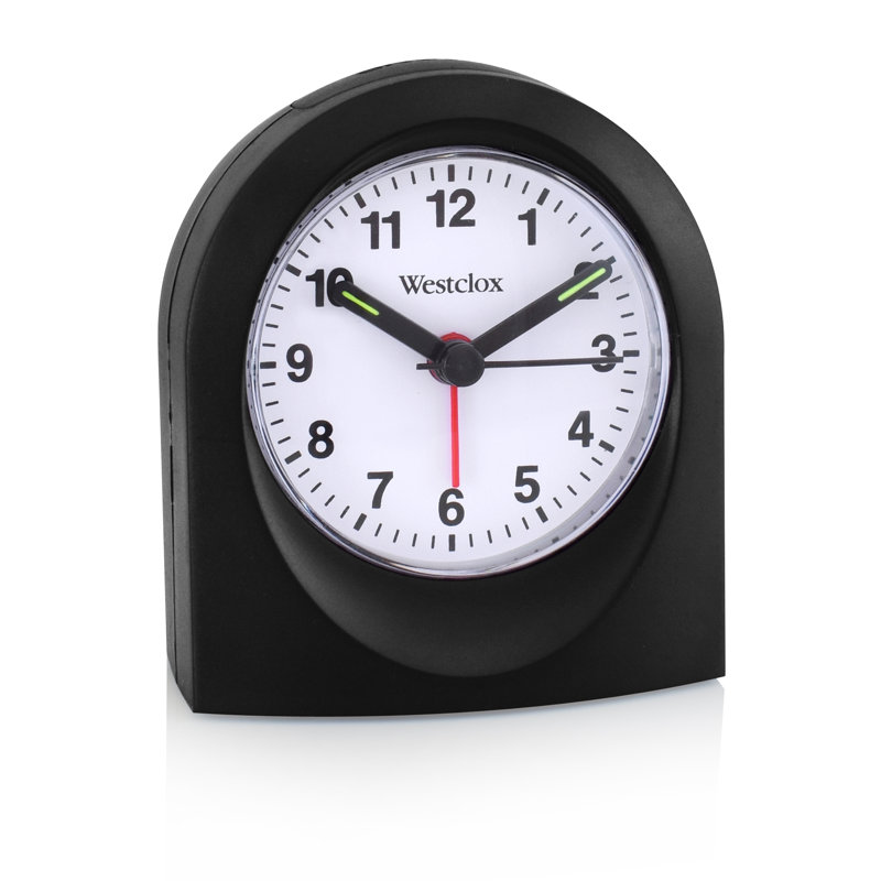 Modern & Contemporary Analog Quartz Movement / Crystal Tabletop Clock with Alarm, Black