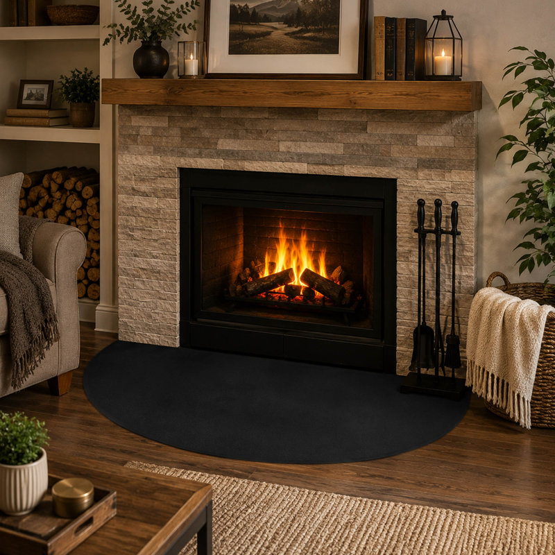 Tapis de foyer demi-rond ignifuge
