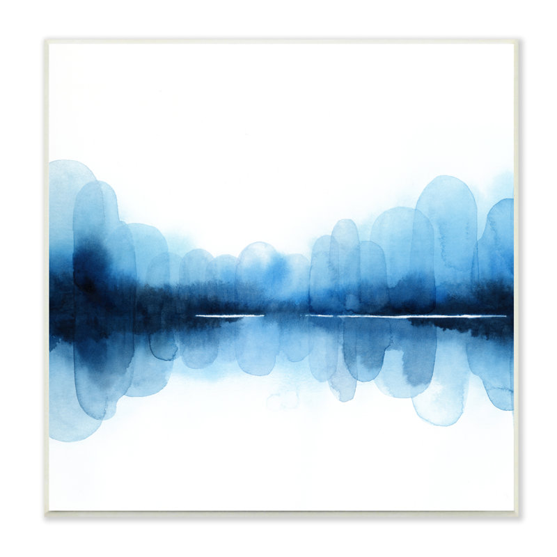 "Blue Arch", asymétrique, réflexion, formes abstraites sur blanc, art mural par Grace Popp, H 12 po x l 12 po x P 0,5 po