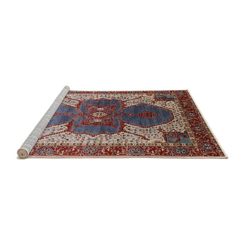 Tapis marocain rouge / argent / bleu, Rond 6 pi