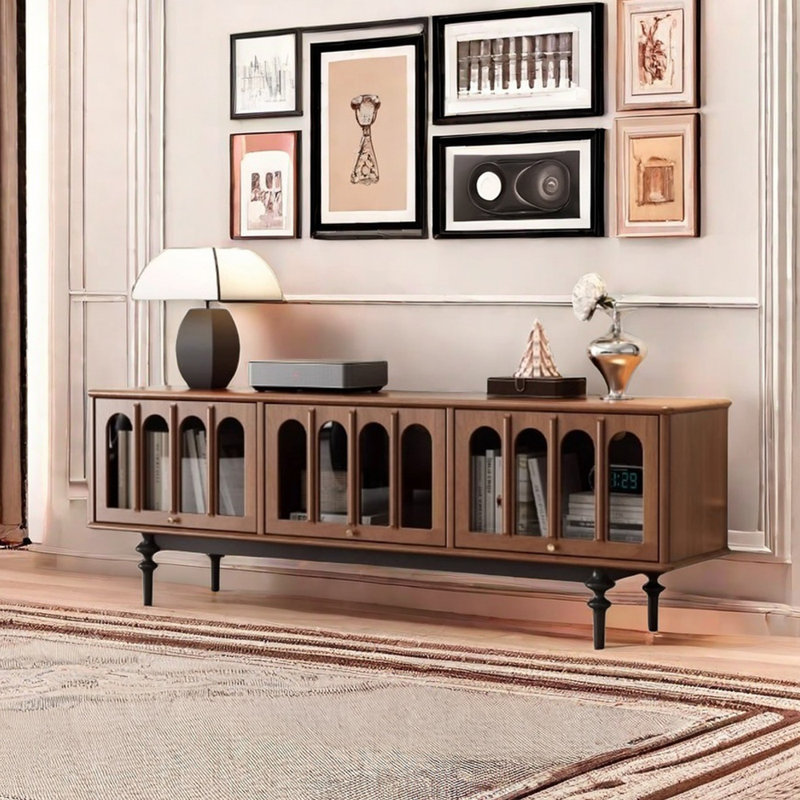 French retro design solid wood TV cabinet