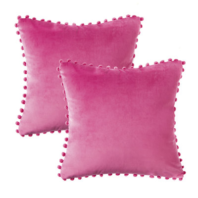 Coussin Silky Velvet Series Pom-poms
