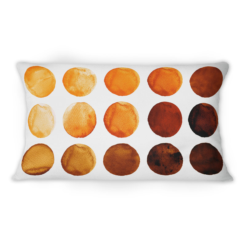 Coussin décoratif imprimé neuf cercles dans les tons d'orange et de brun II
