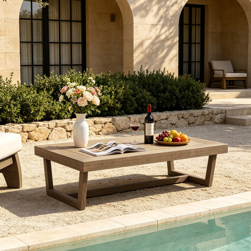 Polett Rectangular Outdoor Coffee Table, Brown