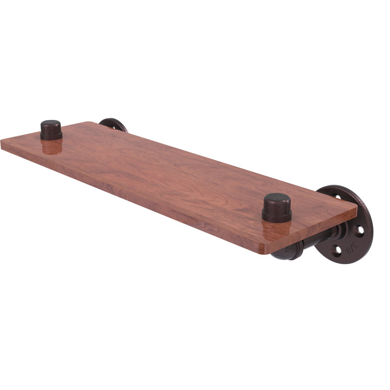 Bayer Solid Wood Industrial Pipe Shelves, Antique Bronze, 6.5" H x 16" W x 5.6" D