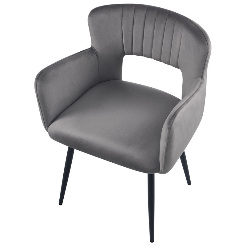 SANILAC 46cm H Velvet Upholstered Upholstered Back Armchair, Grey