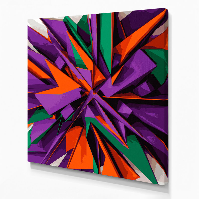 «Geometric Abstraction 65», art mural sur toile mauve, H 12 po x l 12 po