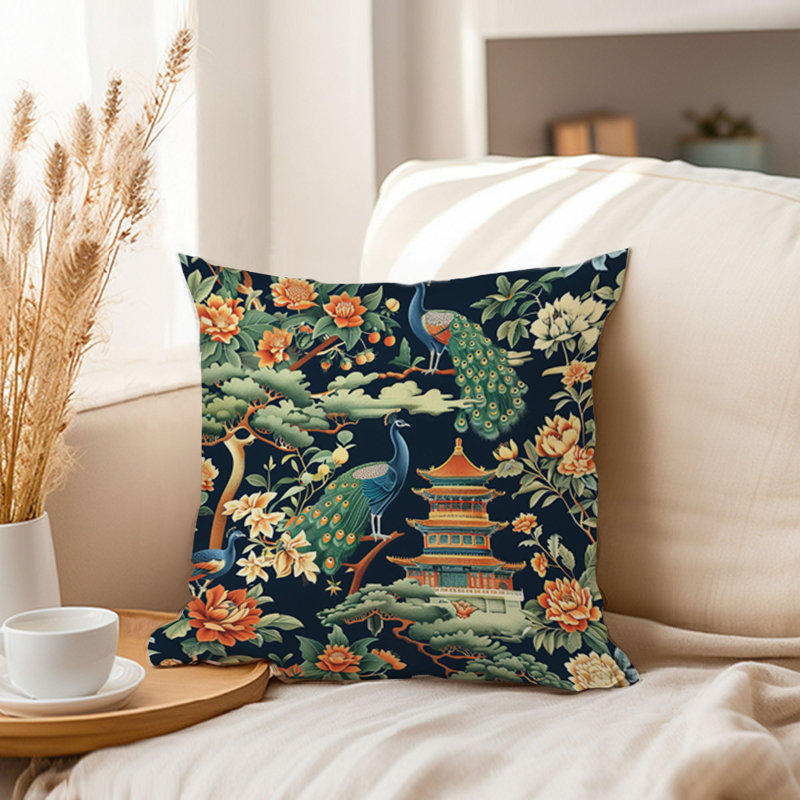 World and Countries Asian Style Peacock Pattern I, 18"H x 18"W