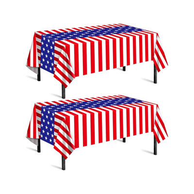 Paquet de 2 nappes patriotiques, décorations du 4 juillet, nappe rouge, blanche et bleue, nappe jetable en plastique 54 po x 108 po