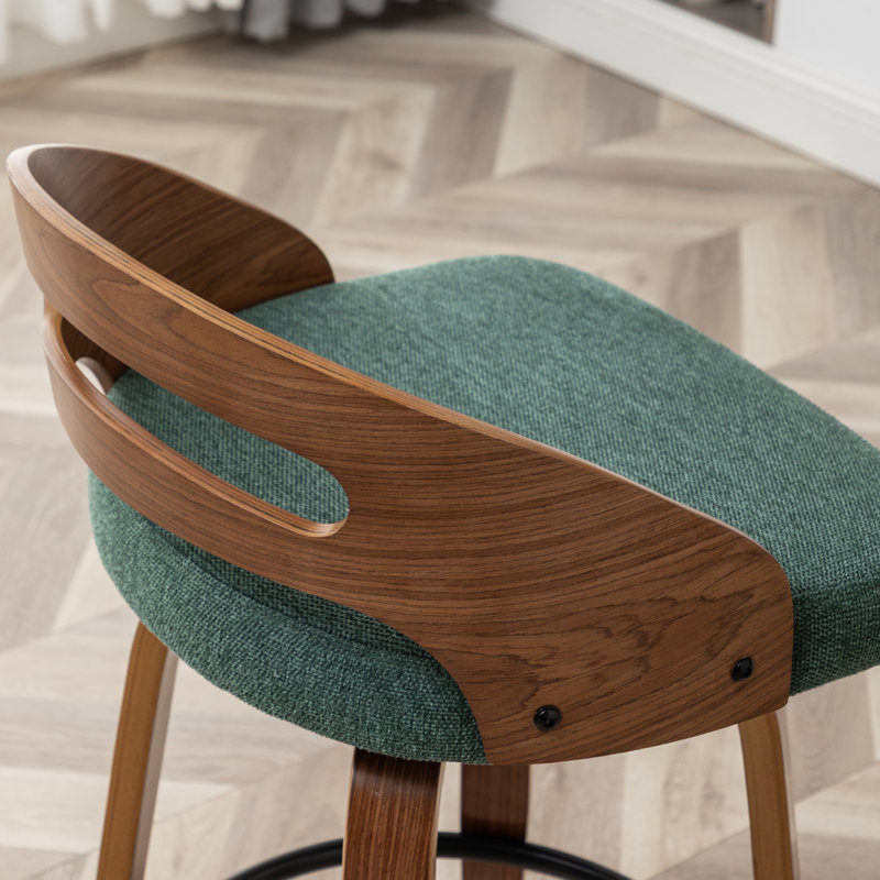 Tabouret de comptoir pivotant Mahtab, Tabouret de comptoir (siège d'une hauteur de 25,1, Vert