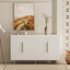Modern Buffet Console Table, Fluted Design, Adjustable Shelves for Living Room - White