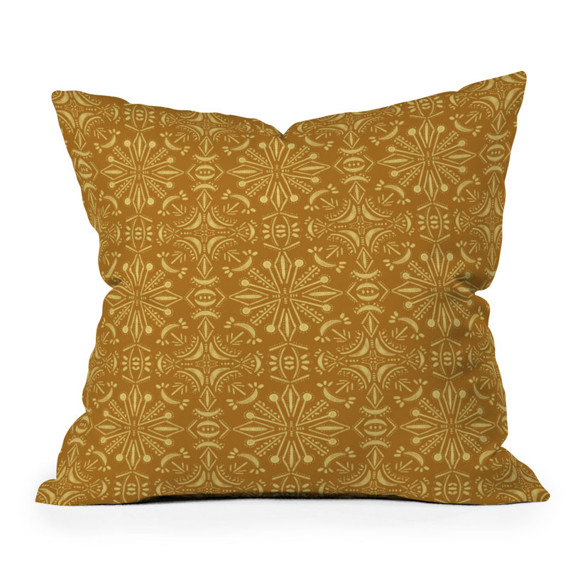 Schatzi Brown Boho Moon Golden Throw Pillow, 16" x 16"