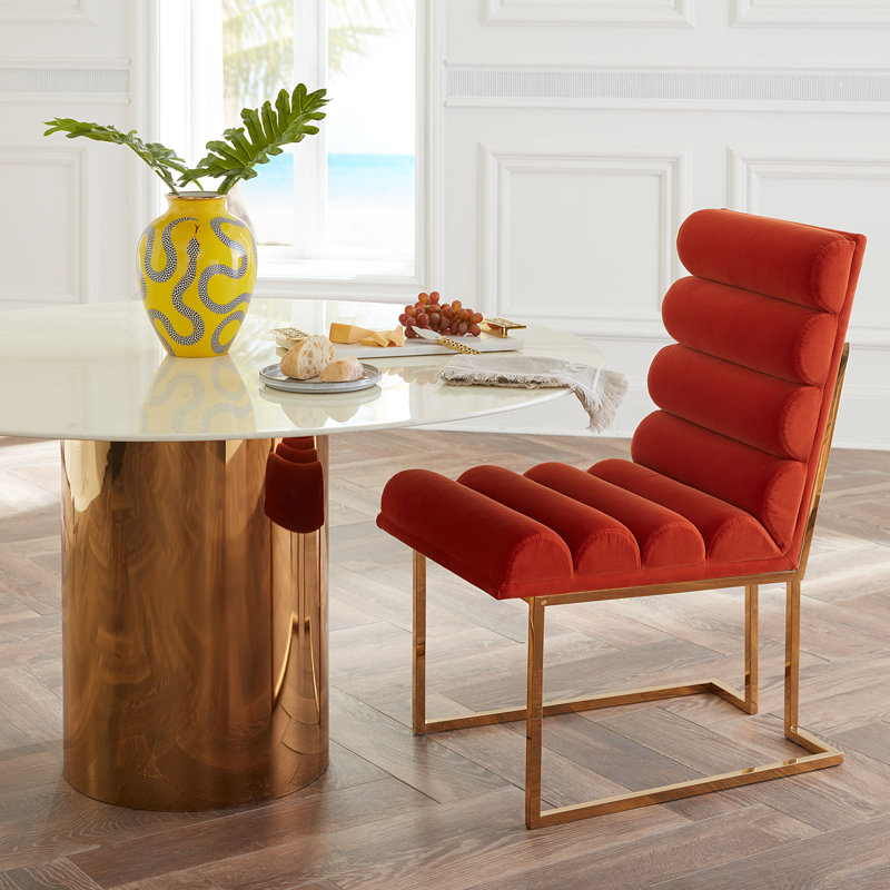 Goldfinger Upholstered Dining Chair, Orange Velvet