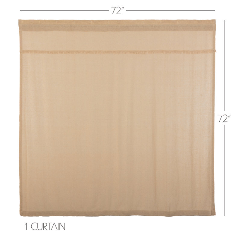 Rideau de douche simple 100% coton Vassallo, Beige foncé rétro