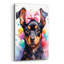 «Cute Dog With Pink Watercolor Bow» par Momart, art mural en verre acrylique, 24 po x 36 po-979331857
