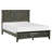 Full Size Transitional Bed With Decorative Gray Louvered Panel In Headboard And Design