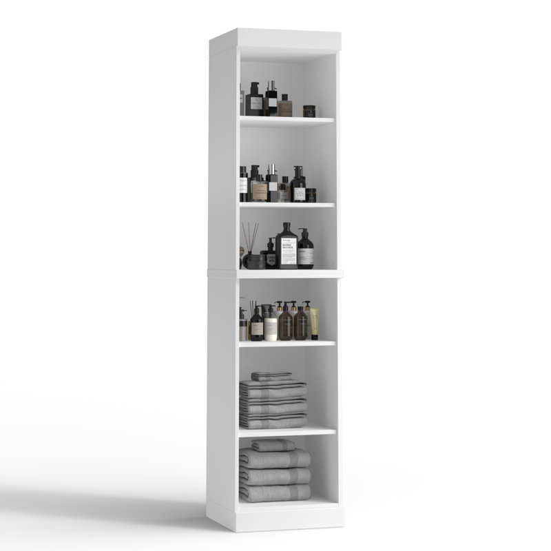 Palace Imports 100% Solid Wood Bathroom Storage Cabinet, Adjustable Shelves, 71.5" Tall, 71.5" H x 16.5" W x 15.5" D, White