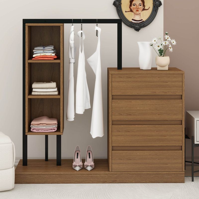  Meuble d'organisation avec 4 tiroirs et 3 tablettes de rangement Corunna, Espresso