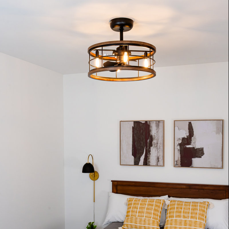 Hunter 22 inch Bridgette Fandelier Ceiling Fan with Light Kit and Handheld Remote, Matte Black, Matte Black