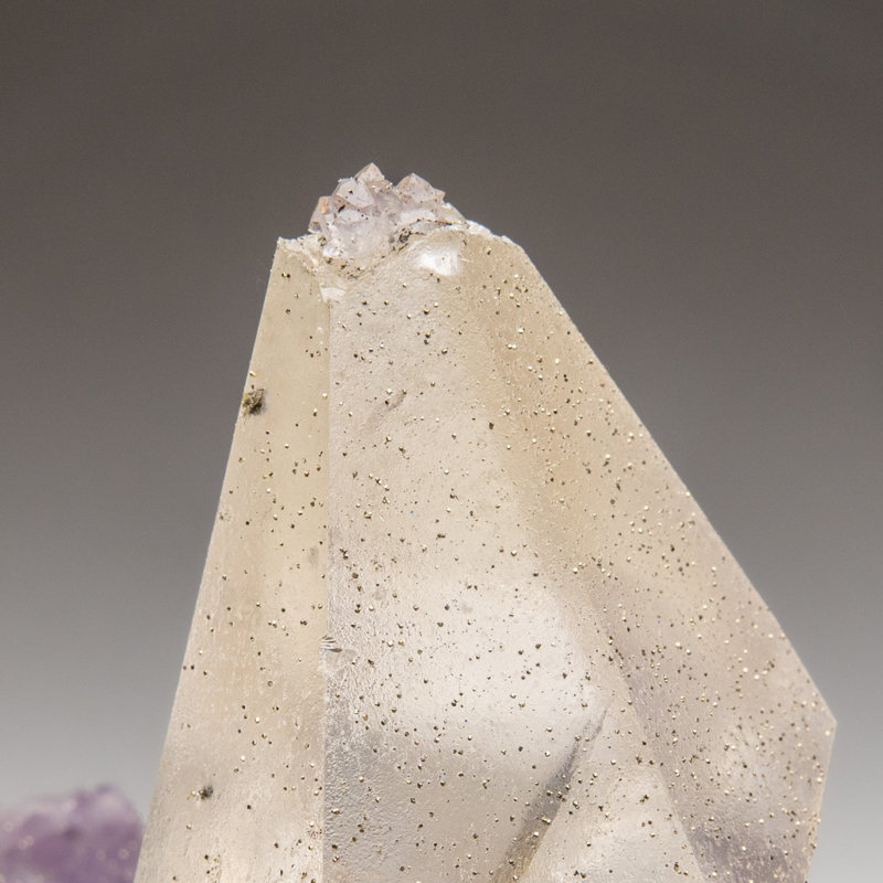 Calcite With Pyrite On Amethyst