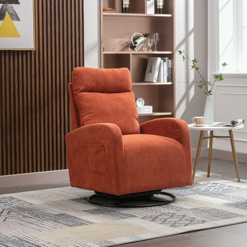 Ezella Upholstered Swivel Armchair, Red Polyester