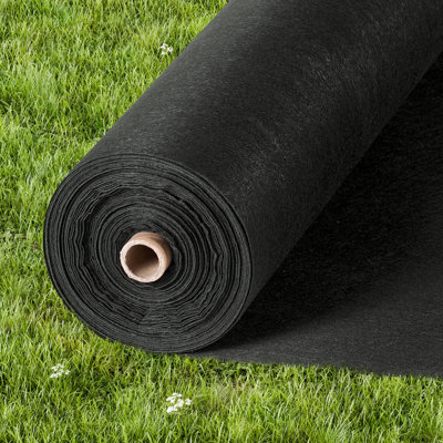 Tissu géotextile non tissé sous gravier, tissu d'aménagement paysager 10 x 100 pi 8 oz, tissu de barrière anti-mauvaises herbes robuste, tissu de contrôle des mauvaises herbes couvre-sol, tissu de drainage des drains français, noir