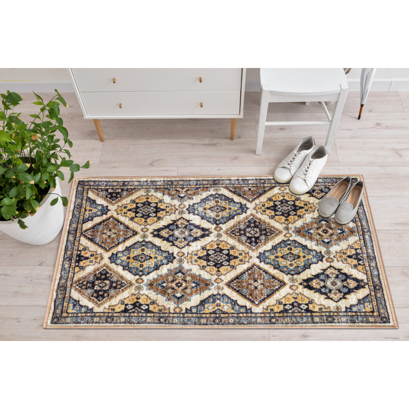 Lyanne Washable Non-Slip Taupe Area Rug, Rectangle 2'2 x 3'3"