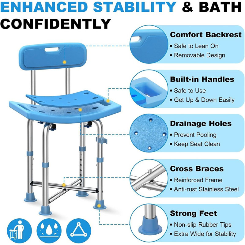 La chaise de douche pour la douche intérieure, la barre transversale soutient ...