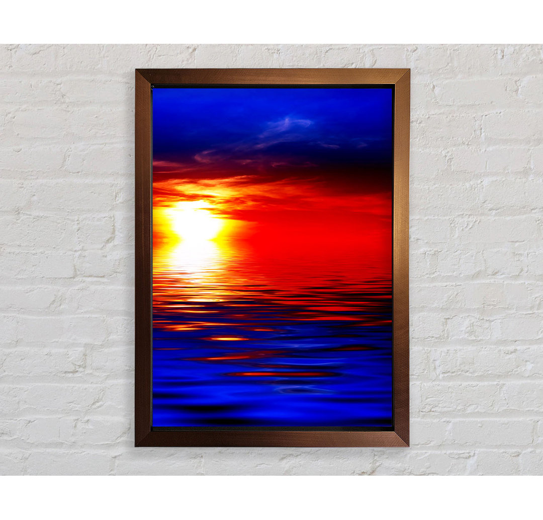 Gerahmtes Leinwandbild Electric Blue Ocean Sunset