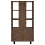 Walnut 3-Shelf Cabinet Bookcase