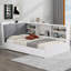 Cadre de lit plateforme simple en bois, tête de lit avec rangement, tablettes, 2 tiroirs-783501610