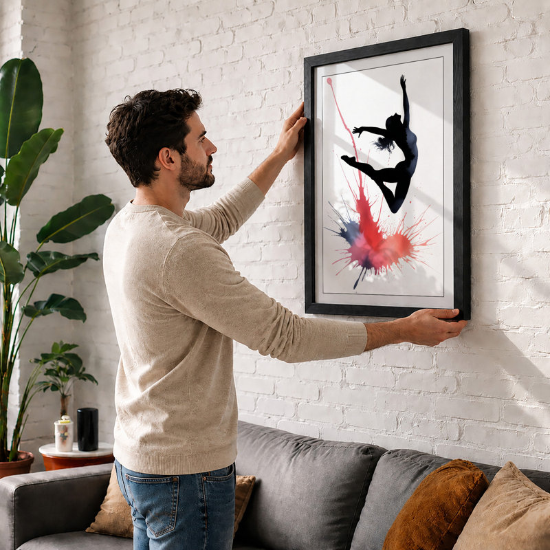 Leap of Freedom Modern - Framed Print, Walnut, A3 - 42.0 x 29.7 cm