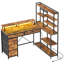 Bureau d'ordinateur de coin en forme de L de 53 po avec tiroirs et prises de courant, bureau de jeu avec tablettes de rangement et lumière DEL-954108977